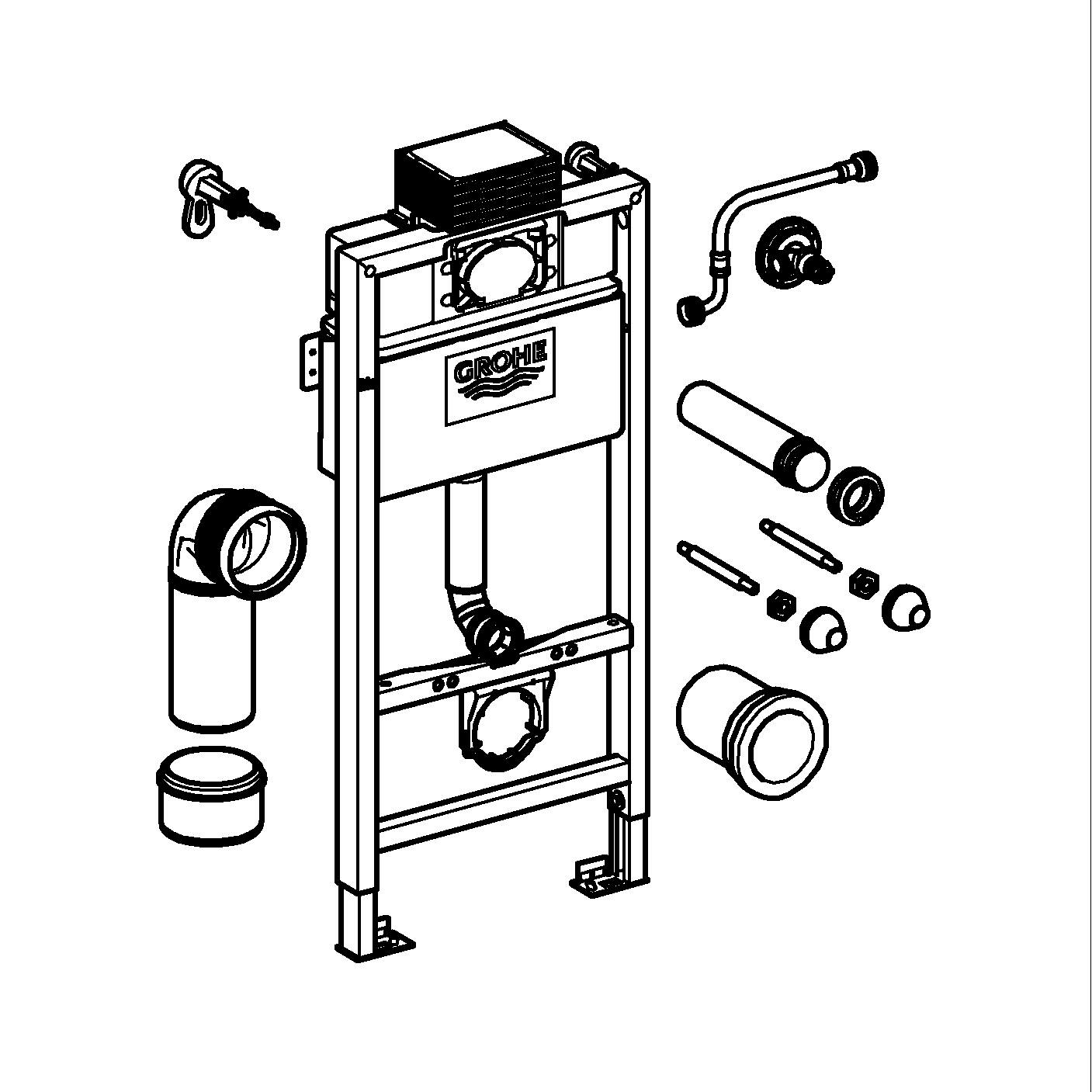 Cadru Grohe 38947000, 1000 mm, 500 mm, 90, 110 mm, 480 mm, 2 moduri spalare, incastrat, elemente montaj