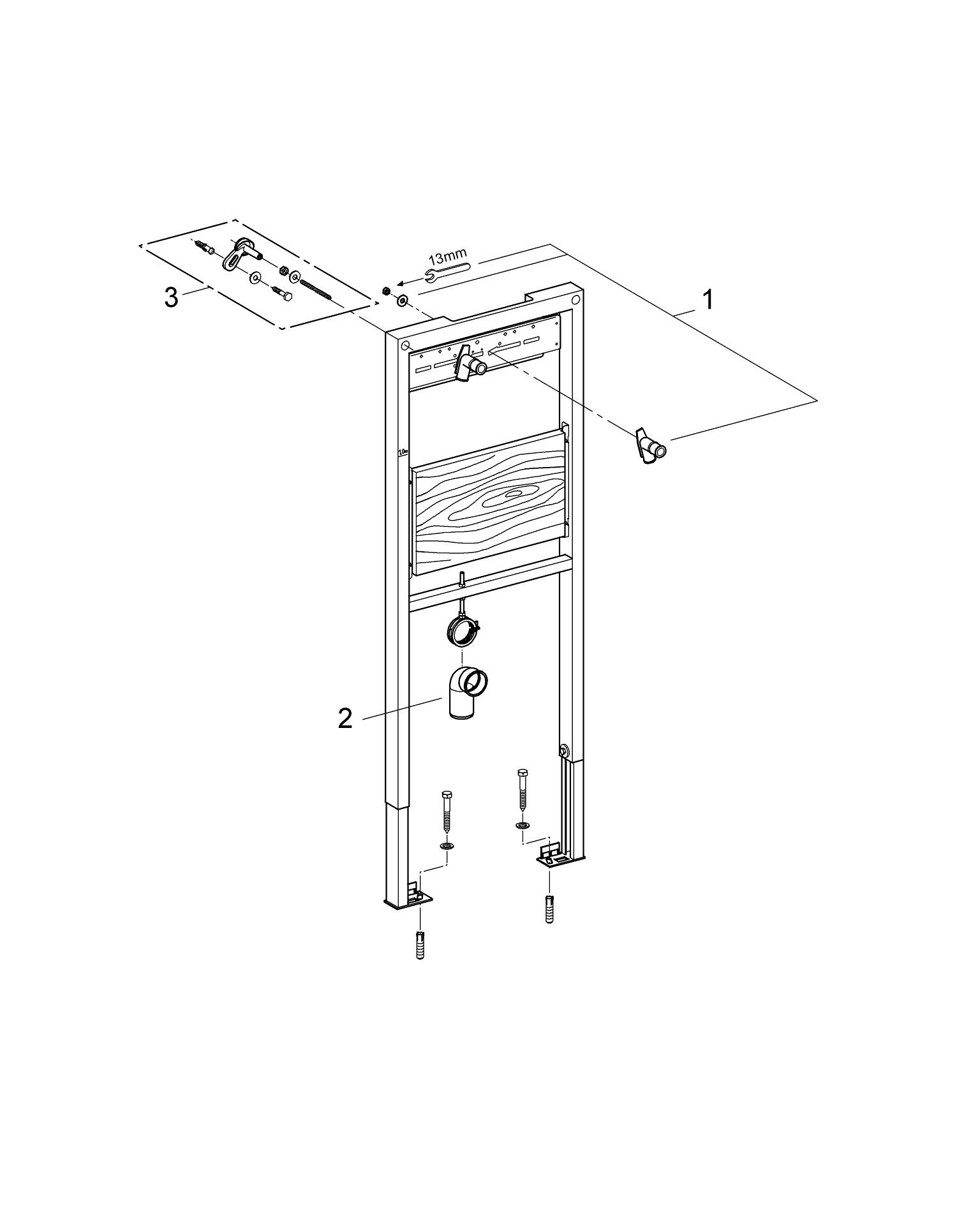 Cadru lavoar Grohe 38544000, Rapid SL, tip instalare in perete, tip al