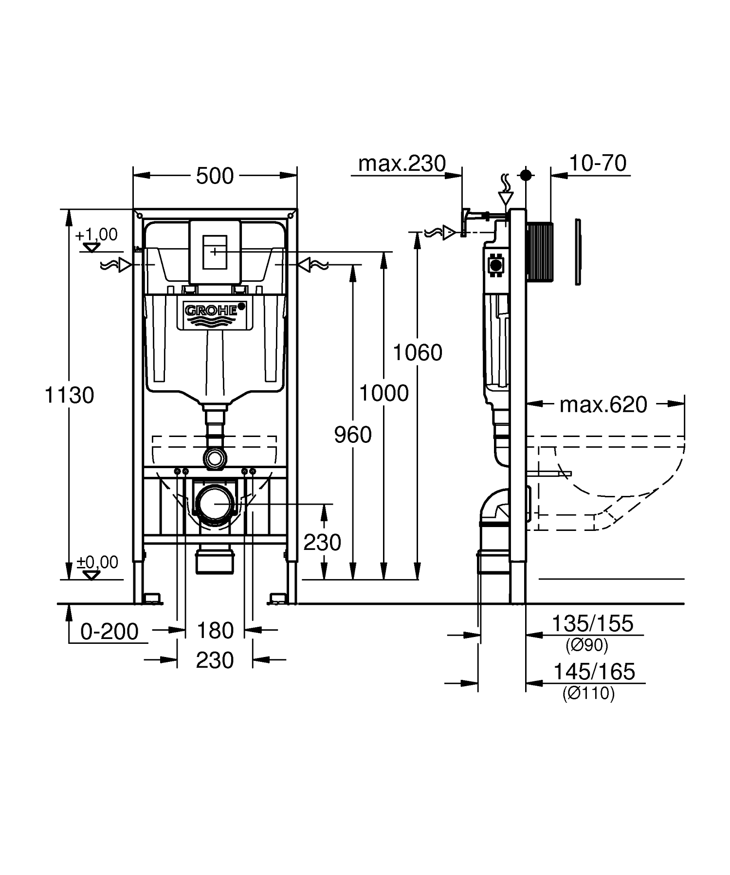 Set rezervor Grohe 39859000, Cadru 3in1 Rapid SL, tip instalare incastrat, tip placare uscata, numar moduri spalare 2 [3]