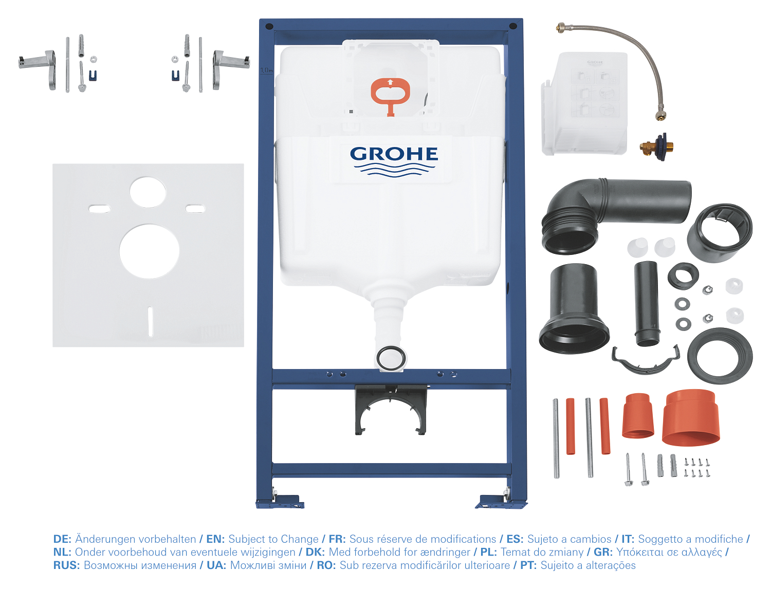 Cadru WC 3in1 Grohe 38539001, 1130 mm, 500 mm, 90, 110 mm, 2 moduri spalare, incastrat, uscata, otel