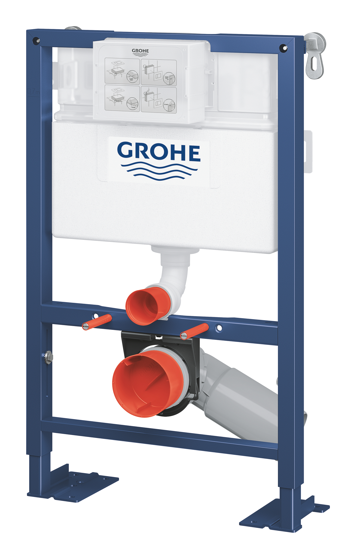 Cadru WC Grohe 38587000, 820 mm, 500 mm, 90, 110 mm, 480 mm, 2 moduri spalare, incastrat, uscata, otel