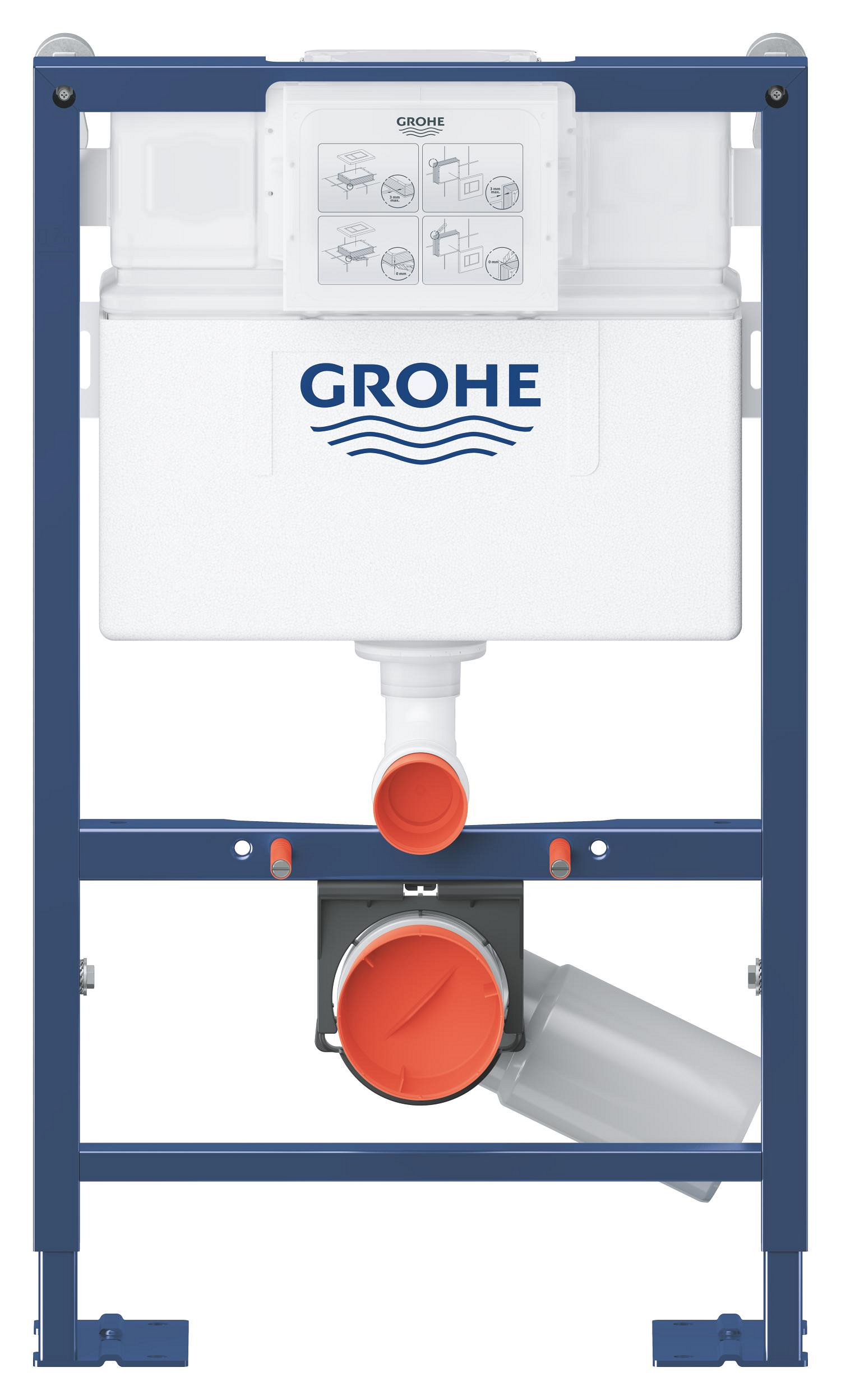 Cadru WC Grohe 38587000, 820 mm, 500 mm, 90, 110 mm, 480 mm, 2 moduri spalare, incastrat, uscata, otel