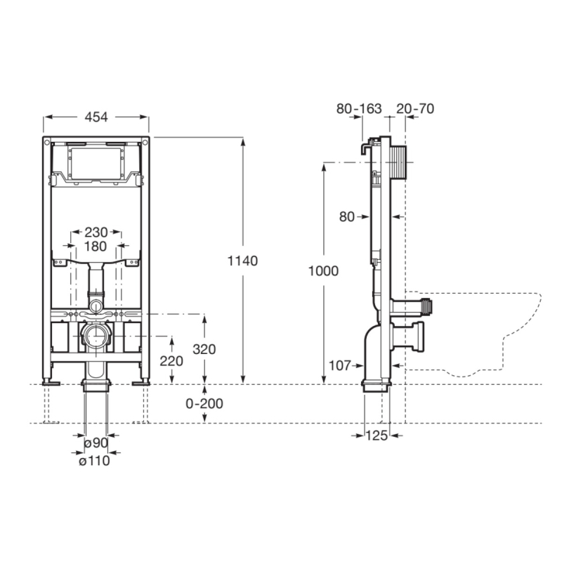 Rezervor Roca A890060020, Cadru Wall Active One, tip instalare incastr