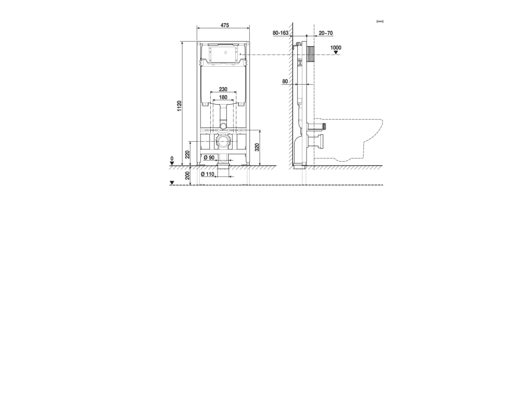 Rezervor Roca A890070020, Cadru One, tip instalare incastrat, tip plac