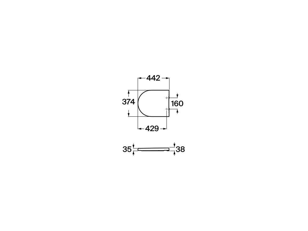 Capac WC Roca A80152264B, 442 mm, 374 mm, 1 functii speciale, capac softclose, suprafata antiaderent, Antracit