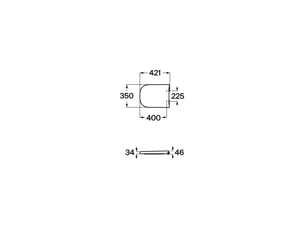 Capac WC Roca A801732001, 427 mm, 350 mm, 1 functii speciale, suprafata antiaderent, dreptunghiular, Alb