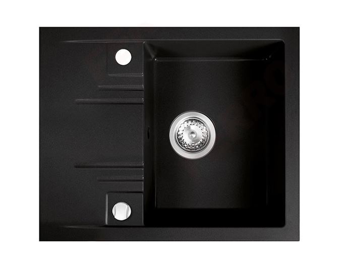 Ferro Chiuveta de bucatarie ferro mezzo drgm48/58ba, granit, 580 x 480 mm, montare pe blat, reversibil, 1 cuva, evacuare, grafit