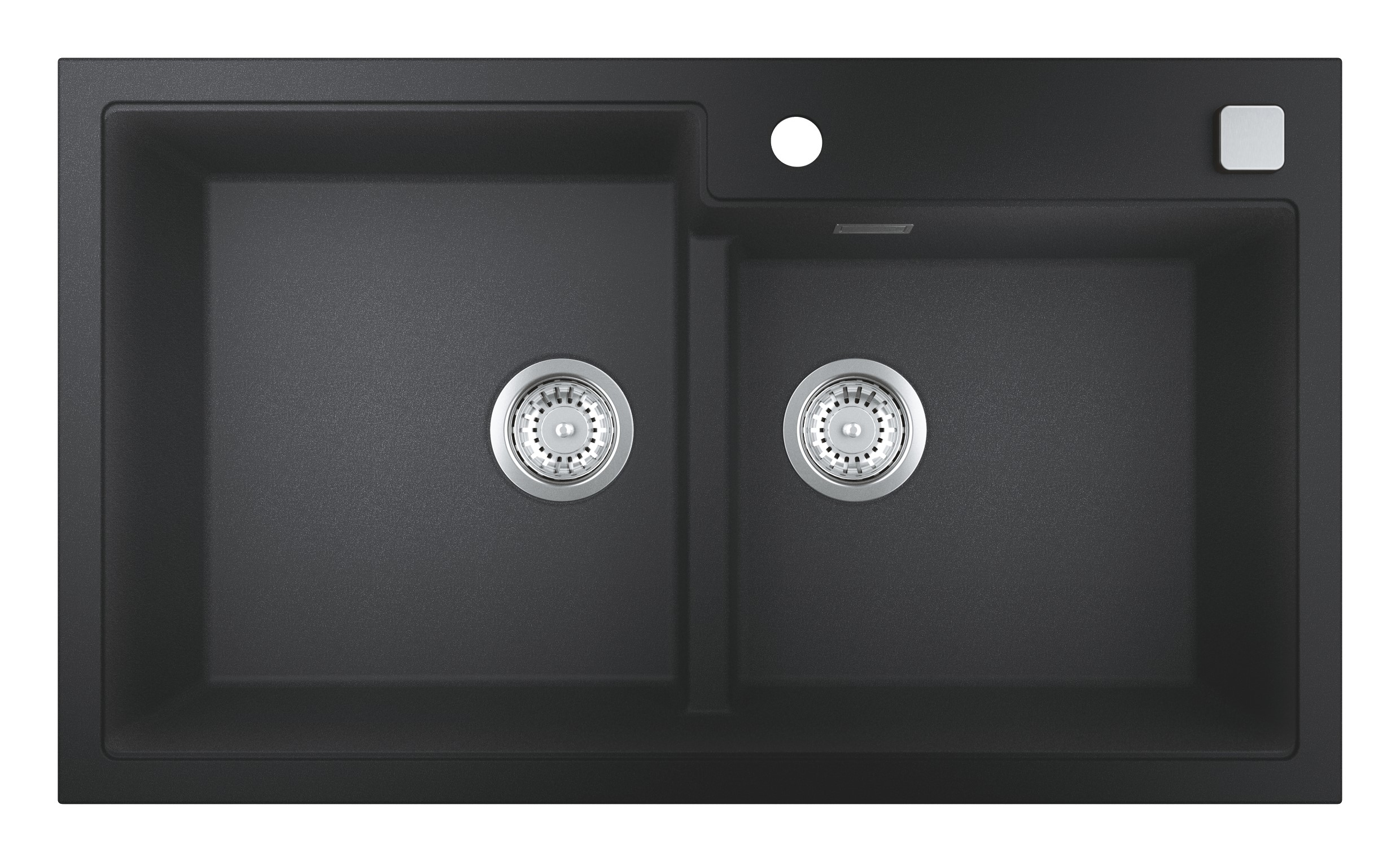 Grohe Chiuveta quartz composite grohe k500 31649ap0, 860 x 500 mm, 2 boluri, montare pe blat, evacuare automata, kit montaj si