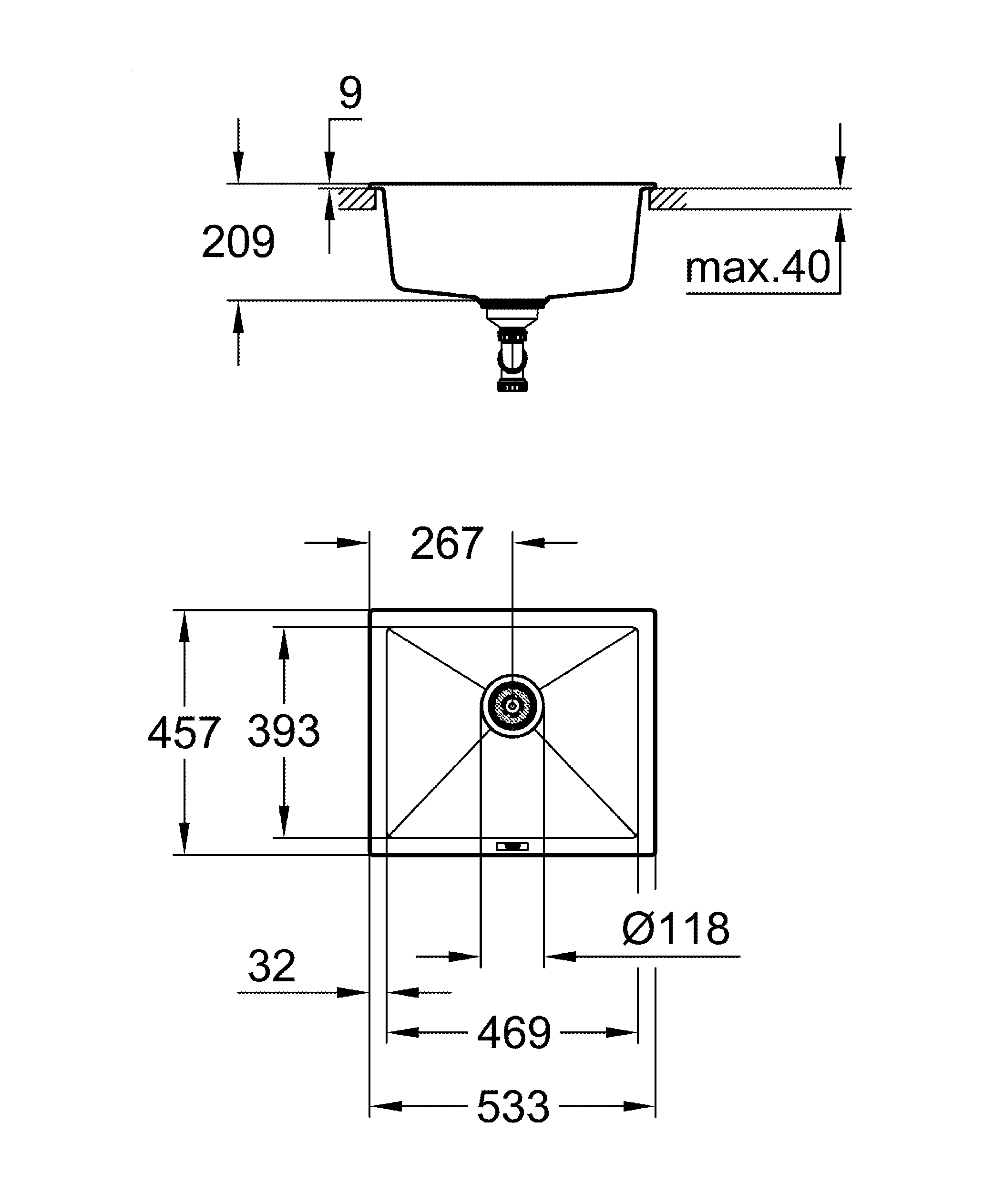 Cauti Chiuveta Quartz composite Grohe K700U 31654AP0, 533 x