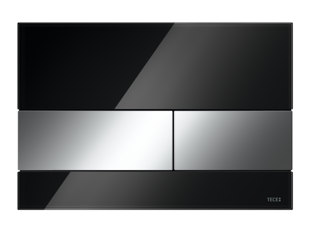 Tece  Clapeta wc tece square, dubla, orizontala, 220 x 150 mm, sticla, lucios, negru/crom, 9240807