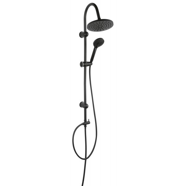 Ferro Coloana de dus ferro rondo np21-bl, 1/2'', universal, 200 mm, 3 functii, 1.5 m, anti-calcar, diverter, mat, negru