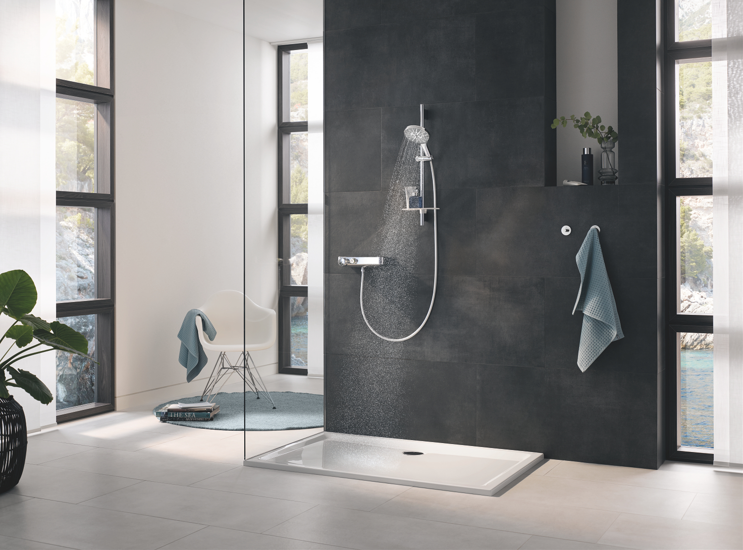 Coloana de dus Grohe 26591000, 1.75 m, 150 mm, 600 mm, 3 functii para dus, 1/2 conexiune furtun, Crom