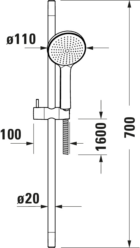 Coloana de dus Duravit UV0680001010, dus, montaj aparent, numar functi