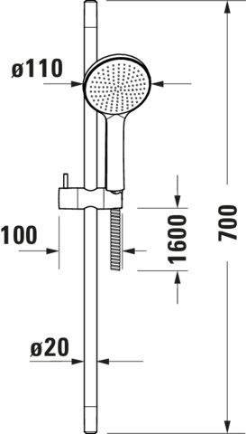 Coloana de dus Duravit UV0680001046, dus, montaj aparent, lungime furt