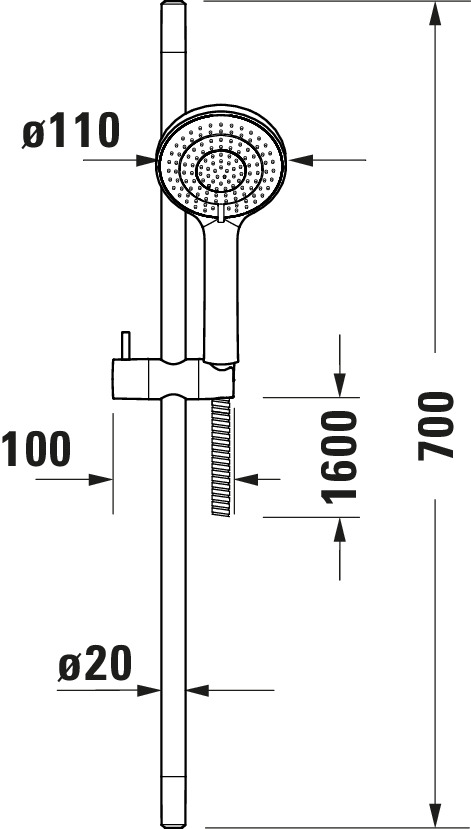Coloana de dus Duravit UV0680002046, dus, montaj aparent, numar functi