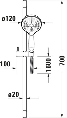 Coloana de dus Duravit UV0680003046, dus, montaj aparent, numar functi