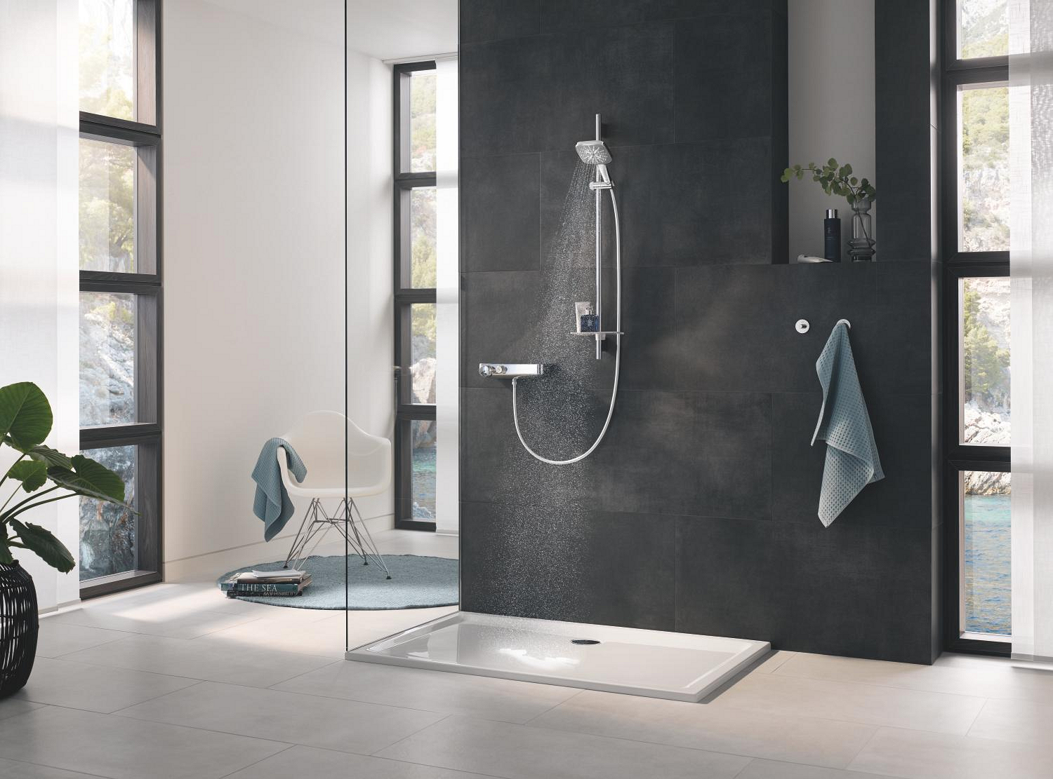 Coloana dus Grohe 26587000, 1.75 m, 130 mm, 900 mm, 3 functii para dus, 1/2 conexiune furtun, conexiune universala, Crom