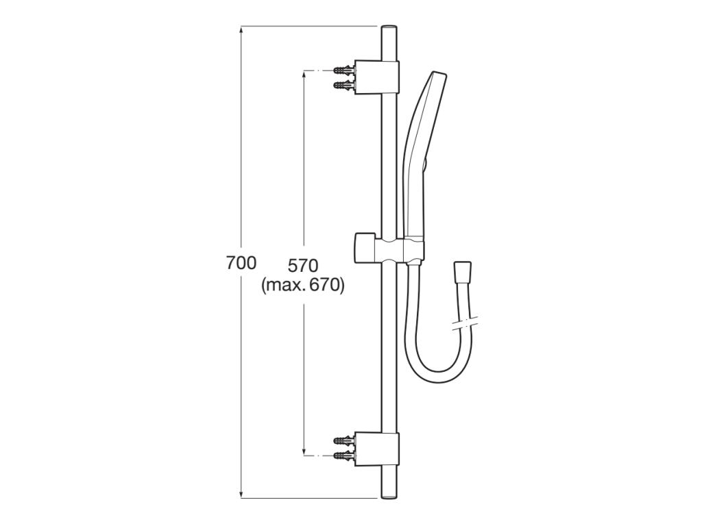 Coloana dus Roca A5B8414C00, 1.7 m, 130 mm, 700 mm, 3 functii para dus, 1/2 conexiune furtun, conexiune universala, Crom