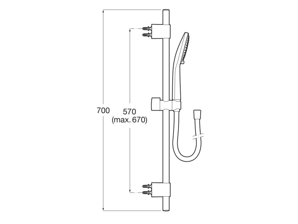 Coloana dus Roca A5BG409C00, 1.7 m, 130 mm, 700 mm, 3 functii para dus, 1/2 conexiune furtun, conexiune universala, Crom