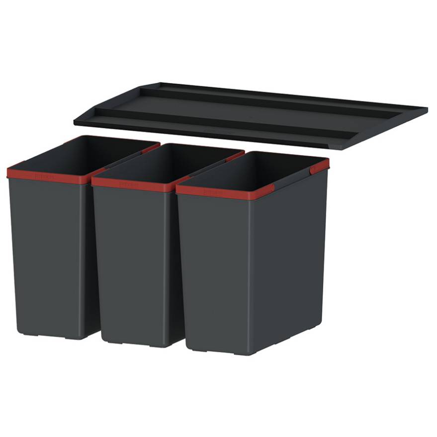 Franke Cos de gunoi bucatarie franke sortere 121.0494.192, 565 x 380 mm, 3 compartimente, 45 l, abs, negru