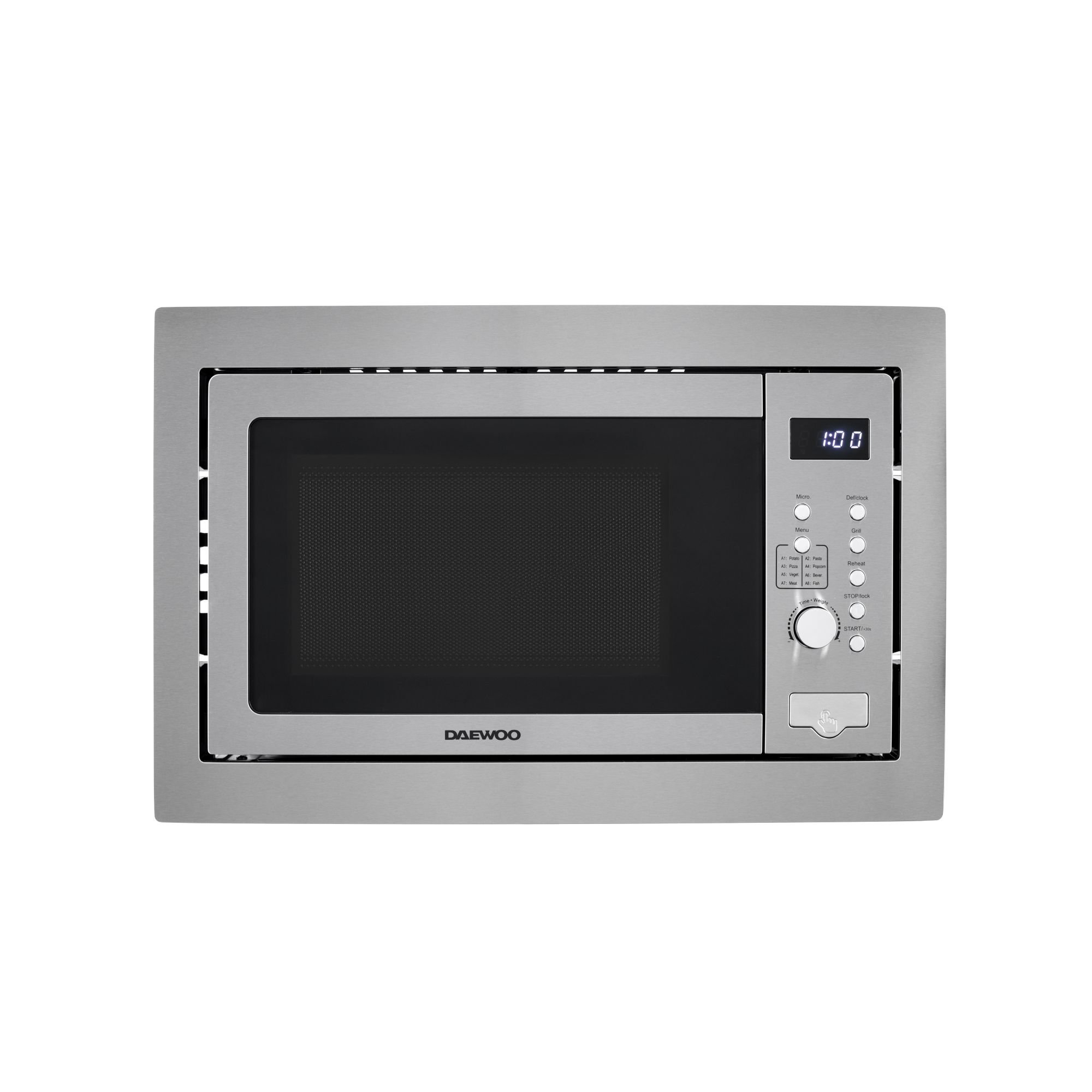 Cuptor microunde Daewoo KOC-25X-2, 850 W, 5 trepte, 25 l, 59.5 cm, 36.75 cm, 38.5 cm, 8 programe, Inox