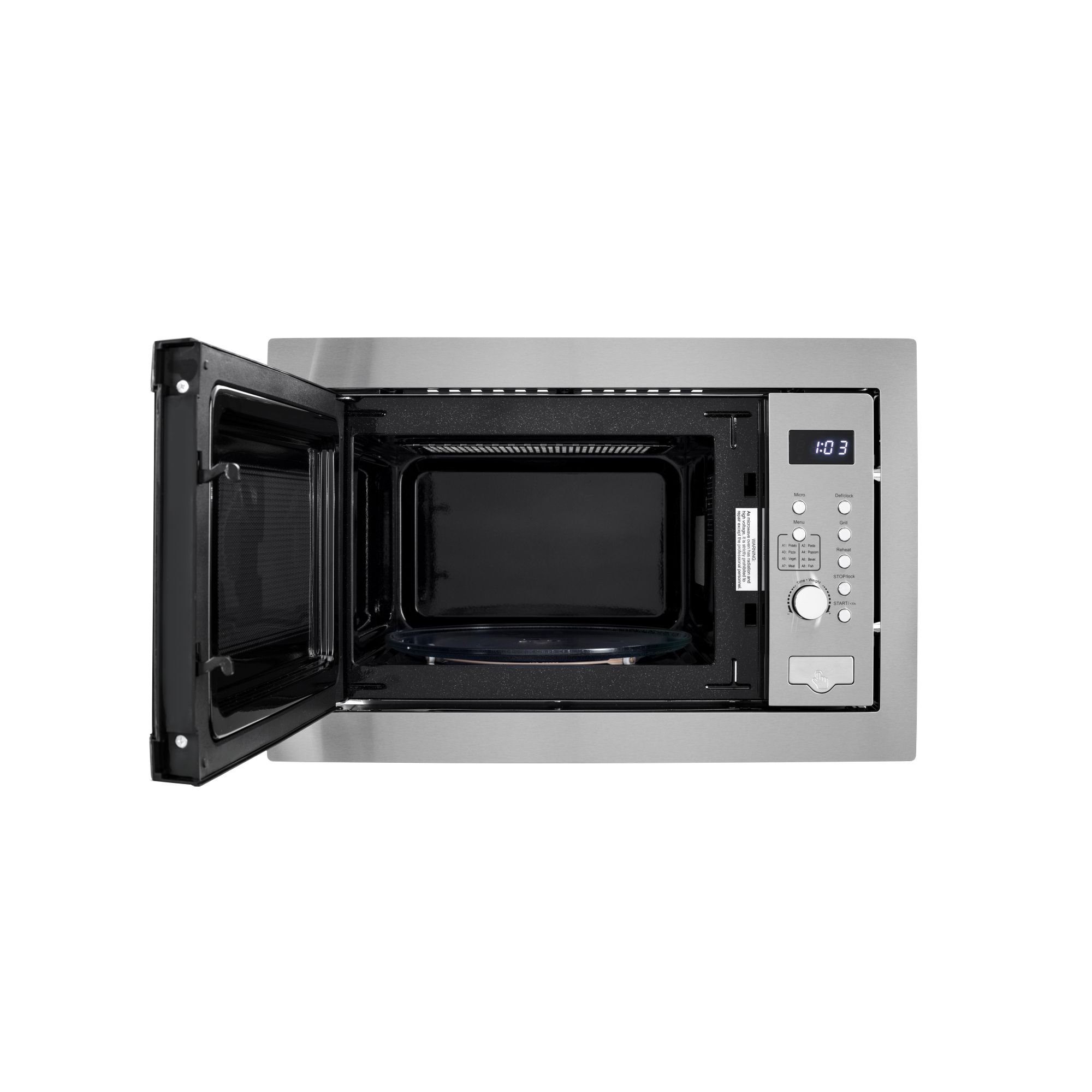 Cuptor microunde Daewoo KOC-25X-2, 850 W, 5 trepte, 25 l, 59.5 cm, 36.75 cm, 38.5 cm, 8 programe, Inox