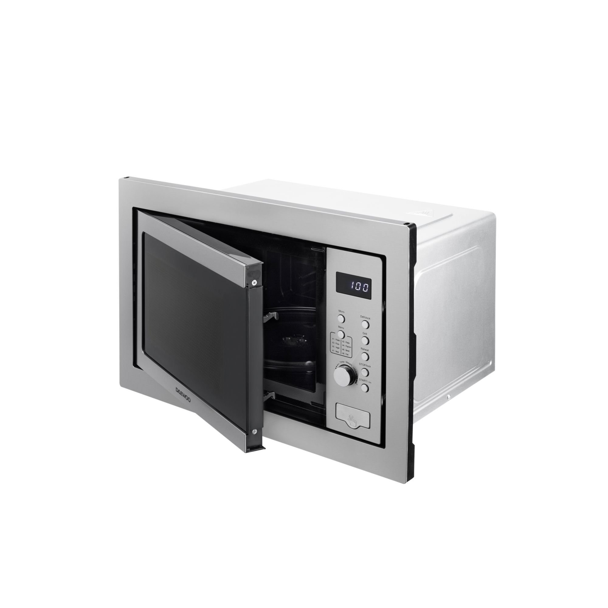 Cuptor microunde Daewoo KOC-25X-2, 850 W, 5 trepte, 25 l, 59.5 cm, 36.75 cm, 38.5 cm, 8 programe, Inox