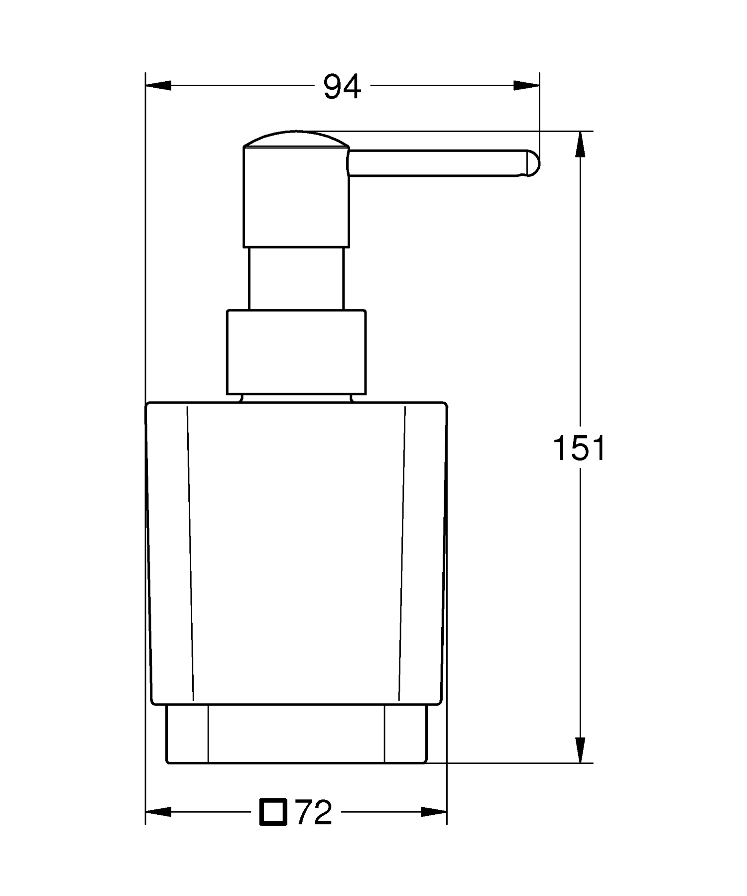 Dozator sapun Grohe 40805000, 151 mm, 72 mm, 1 orificii instalare, 300 volum ml, pe suport, interior zona montaj, Crom