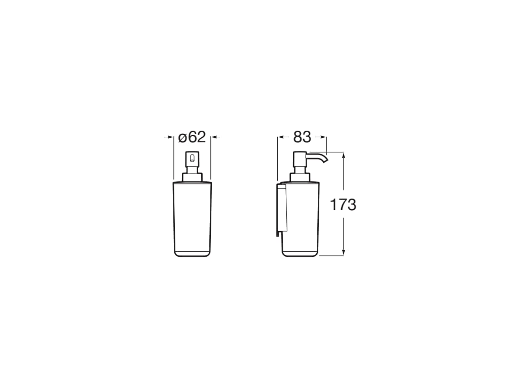 Dozator baie Roca A817736C00, 172 mm, 82 mm, 2 orificii instalare, 250 volum ml, pe perete, interior zona montaj, Crom