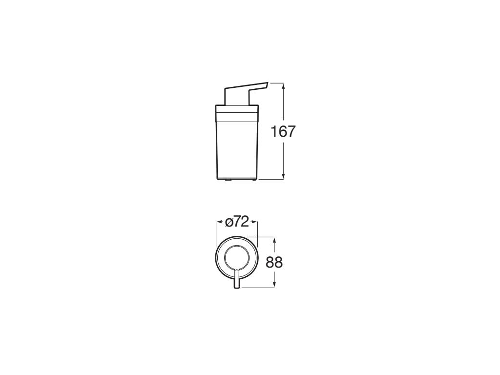 Dozator baie Roca A817893C00, 167 mm, 88 mm, 160 volum ml, pe blat, interior zona montaj, plastic, metal, Crom