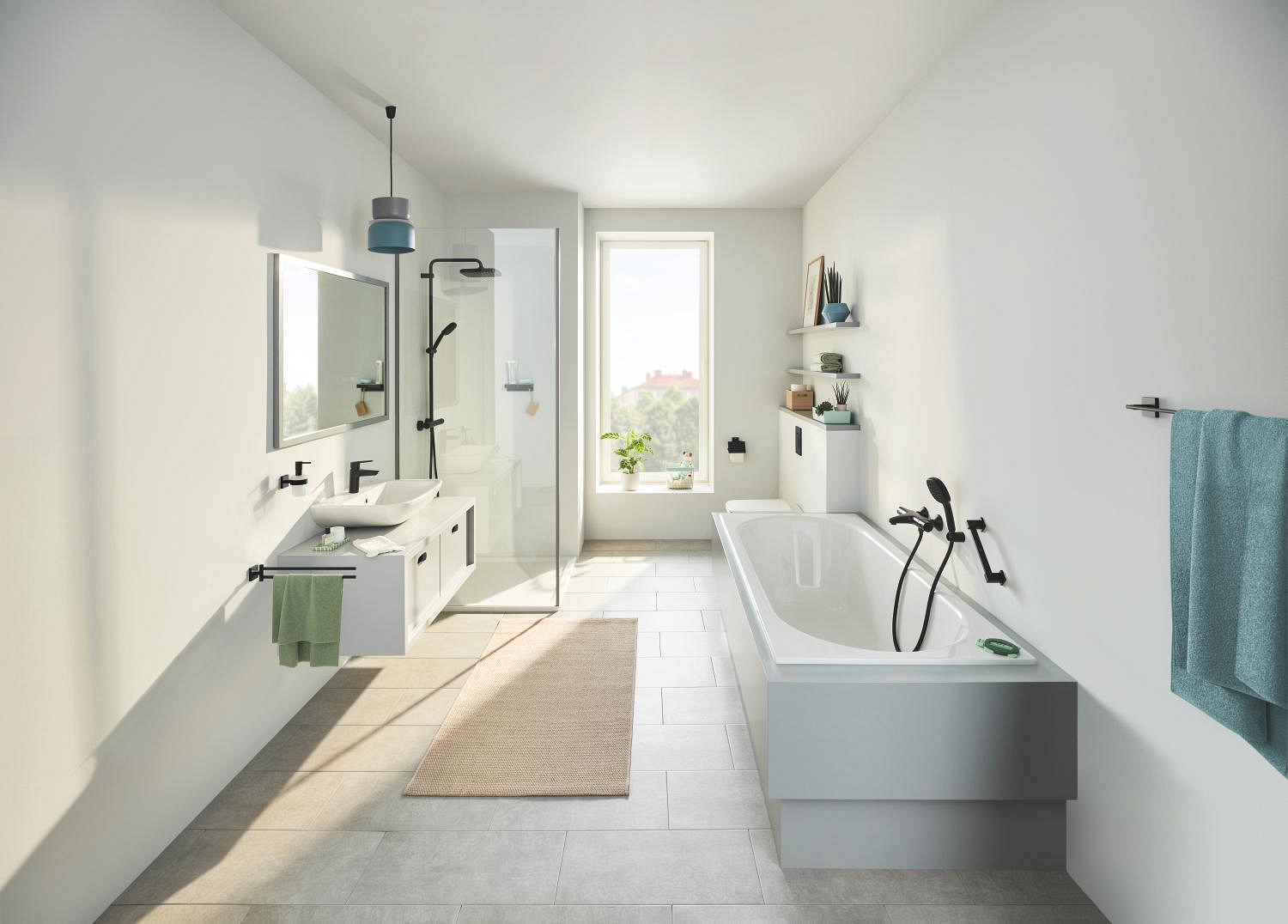 Dozator sapun Grohe 411882430, 144 mm, 126 mm, 2 orificii instalare, 160 volum ml, pe suport, sticla, metal, Negru