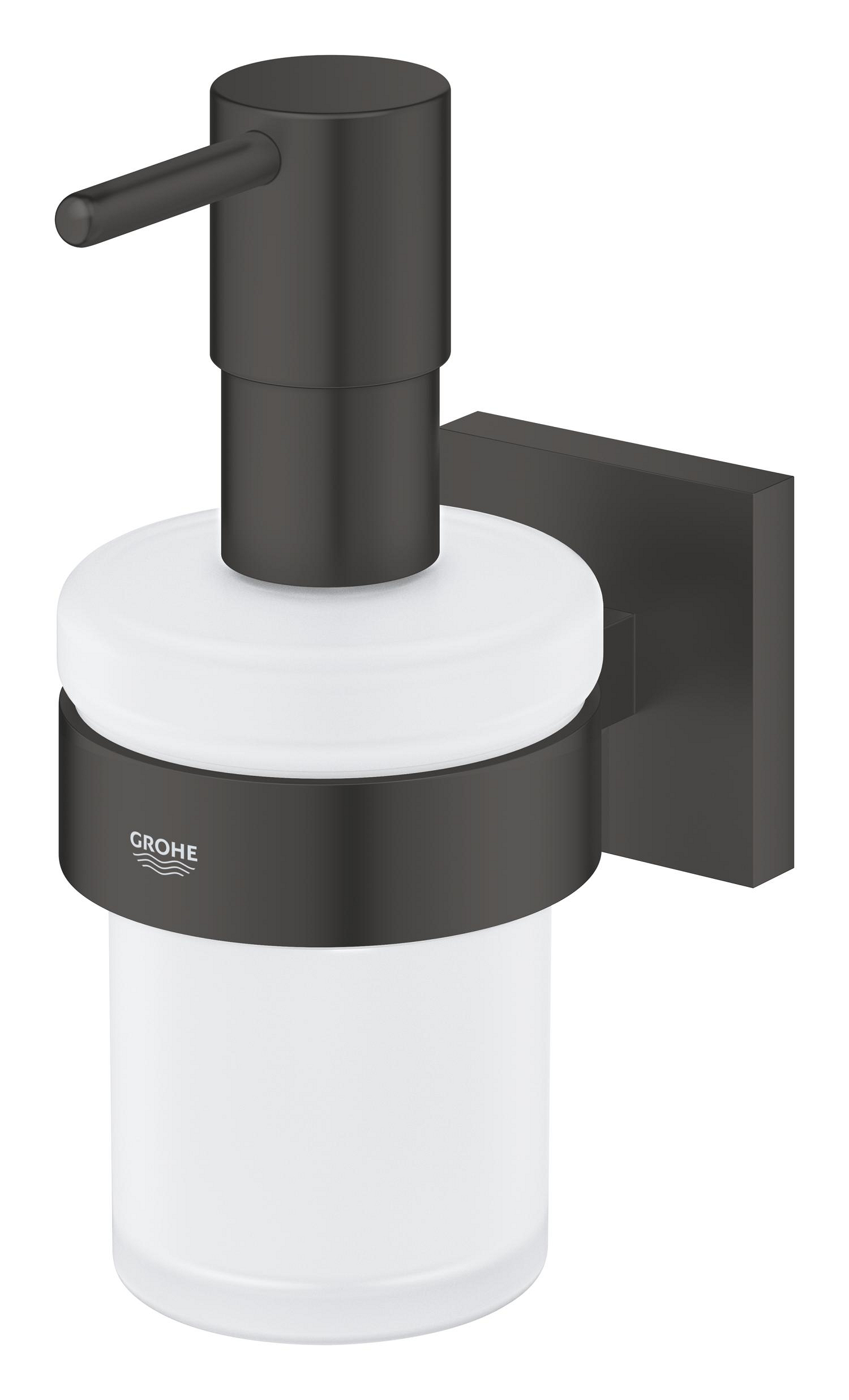 Dozator sapun Grohe 410982430, 144 mm, 126 mm, 2 orificii instalare, 160 volum ml, pe perete, sticla, metal, Negru