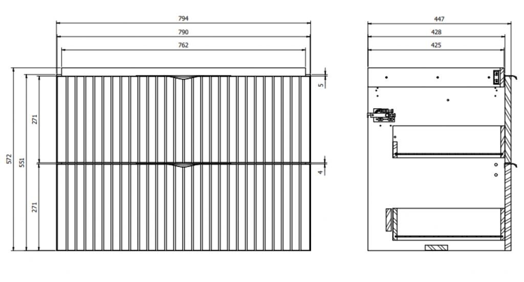 Set dulap baie suspendat 2 sertare lavoar inclus, 80 cm, casmir mat, MDF, Cersanit Tirso [3]