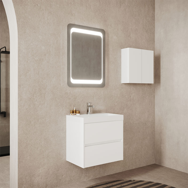 Fluminia Dulap cu lavoar fluminia fiori, 60 x 40 x 56 cm, setar, mat, alb, set fiori-60-alb