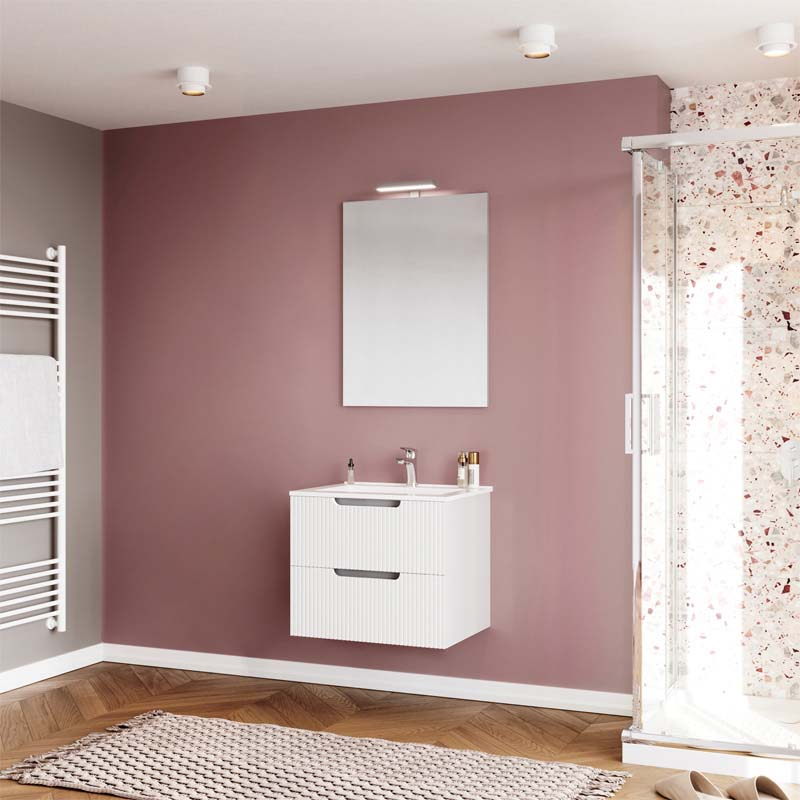 Fluminia Dulap cu lavoar fluminia malta 60, suspendat, 60 x 53 x 46 cm, sertare, lucios, alb, set malta-60-r