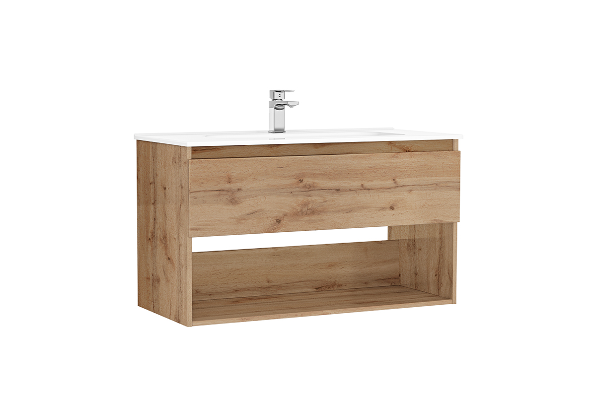 Gala  Dulap cu lavoar gala daily, suspendat, 100 x 45 x 56 cm, sertar/raft, mat, maro, 7895774