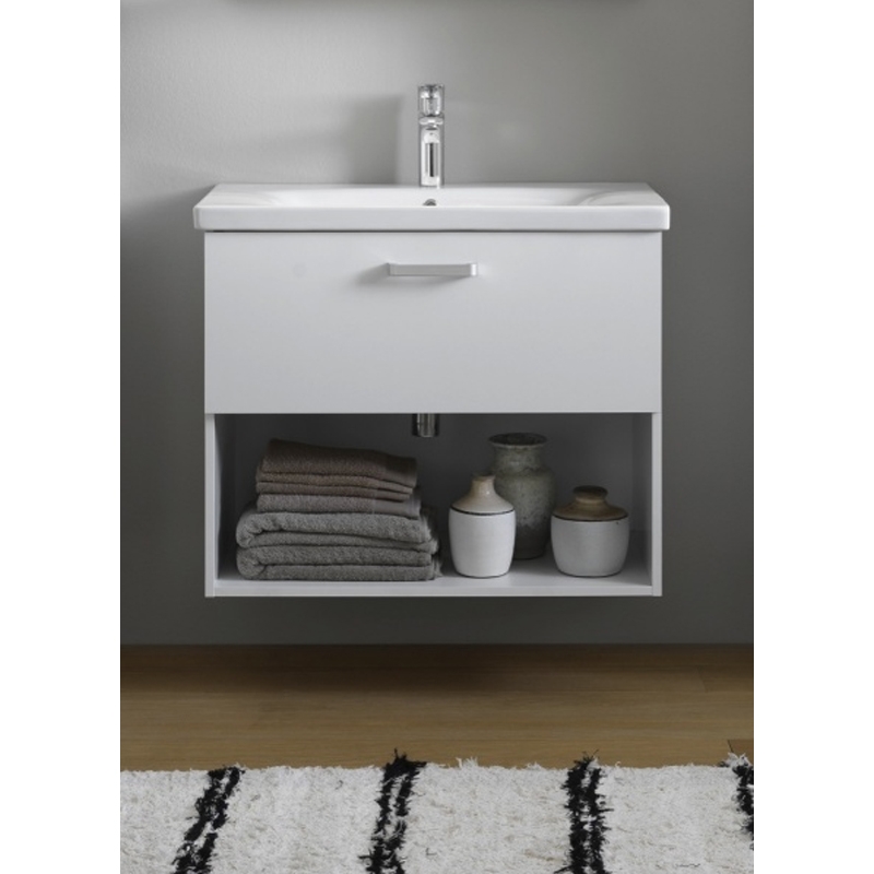 Kolpasan Dulap cu lavoar kolpasan evelin, suspendat, 80 x 46 x 64 cm, sertar, lucios, alb, 573890