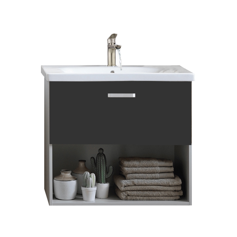 Kolpasan Dulap cu lavoar kolpasan evelin, suspendat, 80 x 46 x 64 cm, sertar, mat, antracit, 573900