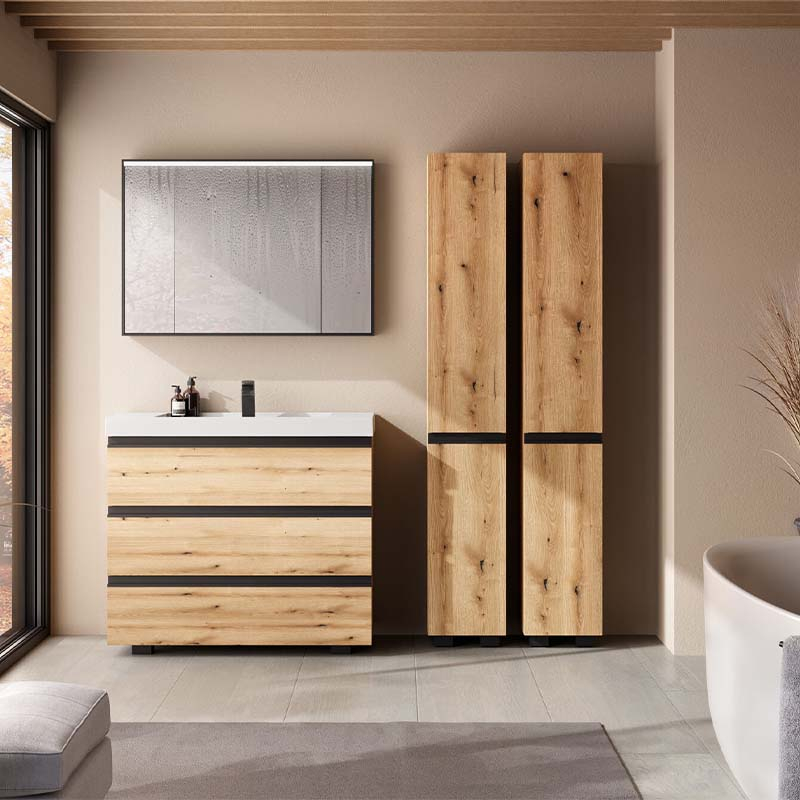 Kolpasan Dulap cu lavoar kolpasan harmony, pe podea, 100 x 48 x 90 cm, sertar, mat, maro, 585420