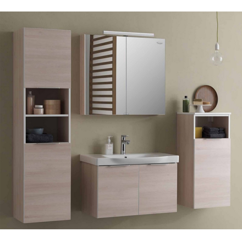 Kolpasan Dulap cu lavoar kolpasan lana, suspendat, 80 x 49 x 57 cm, usi, mat, maro, 510890
