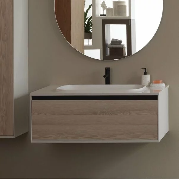 Kolpasan Dulap cu lavoar kolpasan pandora, pe perete, 110 x 54 x 42 cm, sertar, mat, maro, 514190