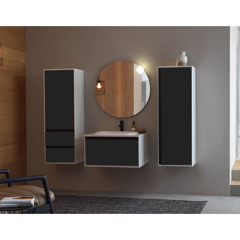 Kolpasan Dulap cu lavoar kolpasan pandora, suspendat, 75 x 54 x 41 cm, sertar, mat, negru, 514210