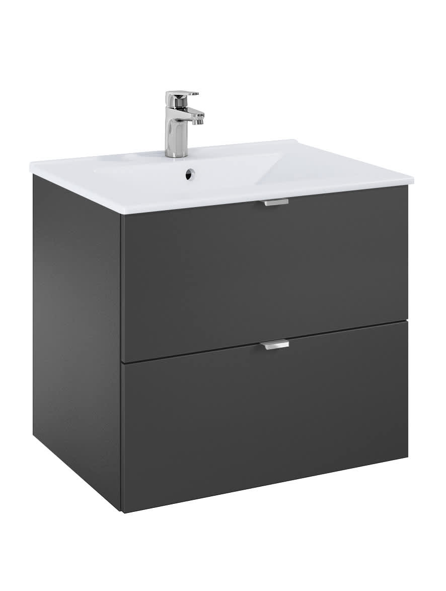 Roca Dulap cu lavoar roca elegant plus, suspendat, 61 x 46 x 53 cm, sertare, mat, negru onyx, a852018531