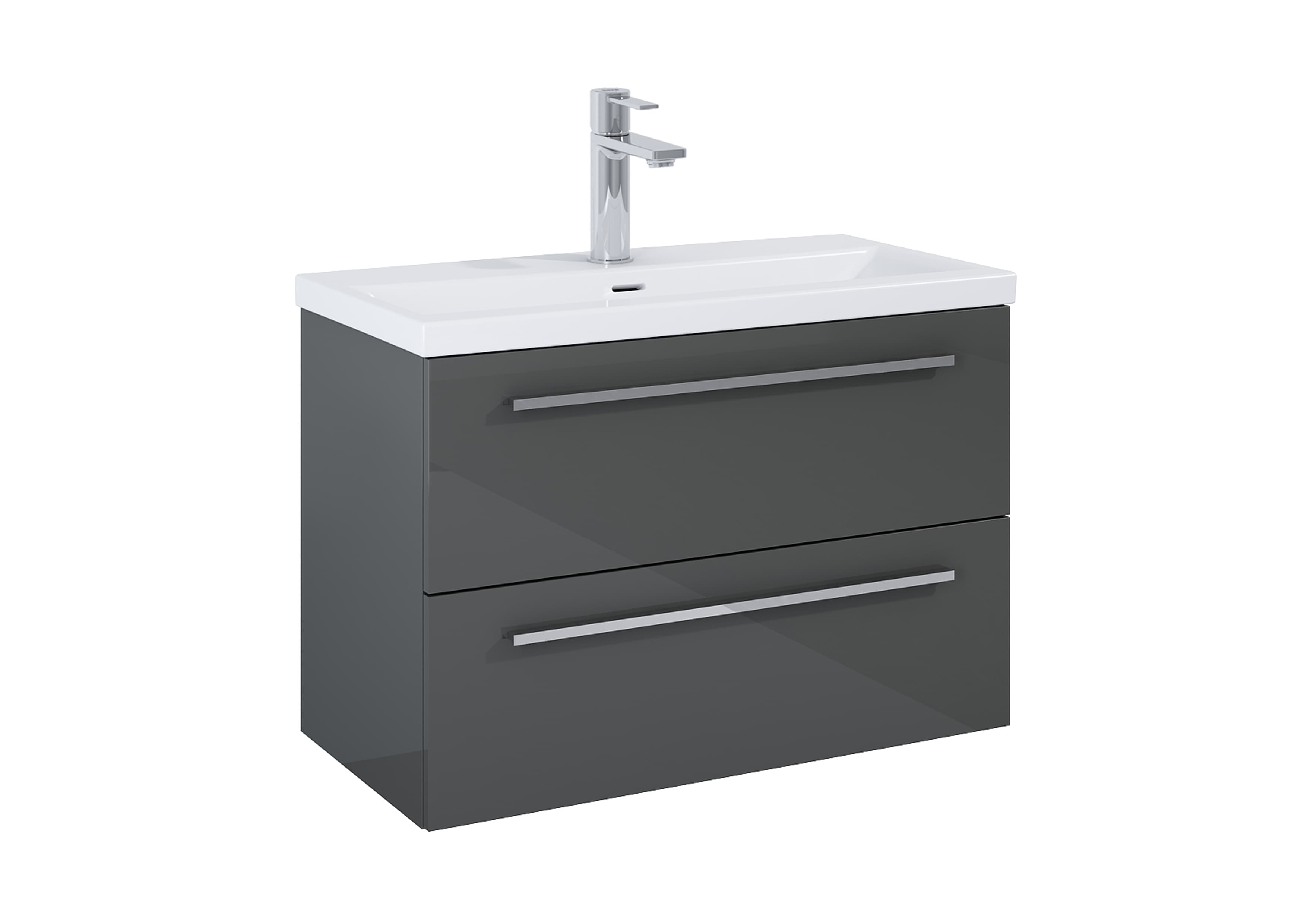 Roca Dulap cu lavoar roca kwadro, suspendat, 81 x 40 x 53 cm, sertar, lucios, antracit, a852476153