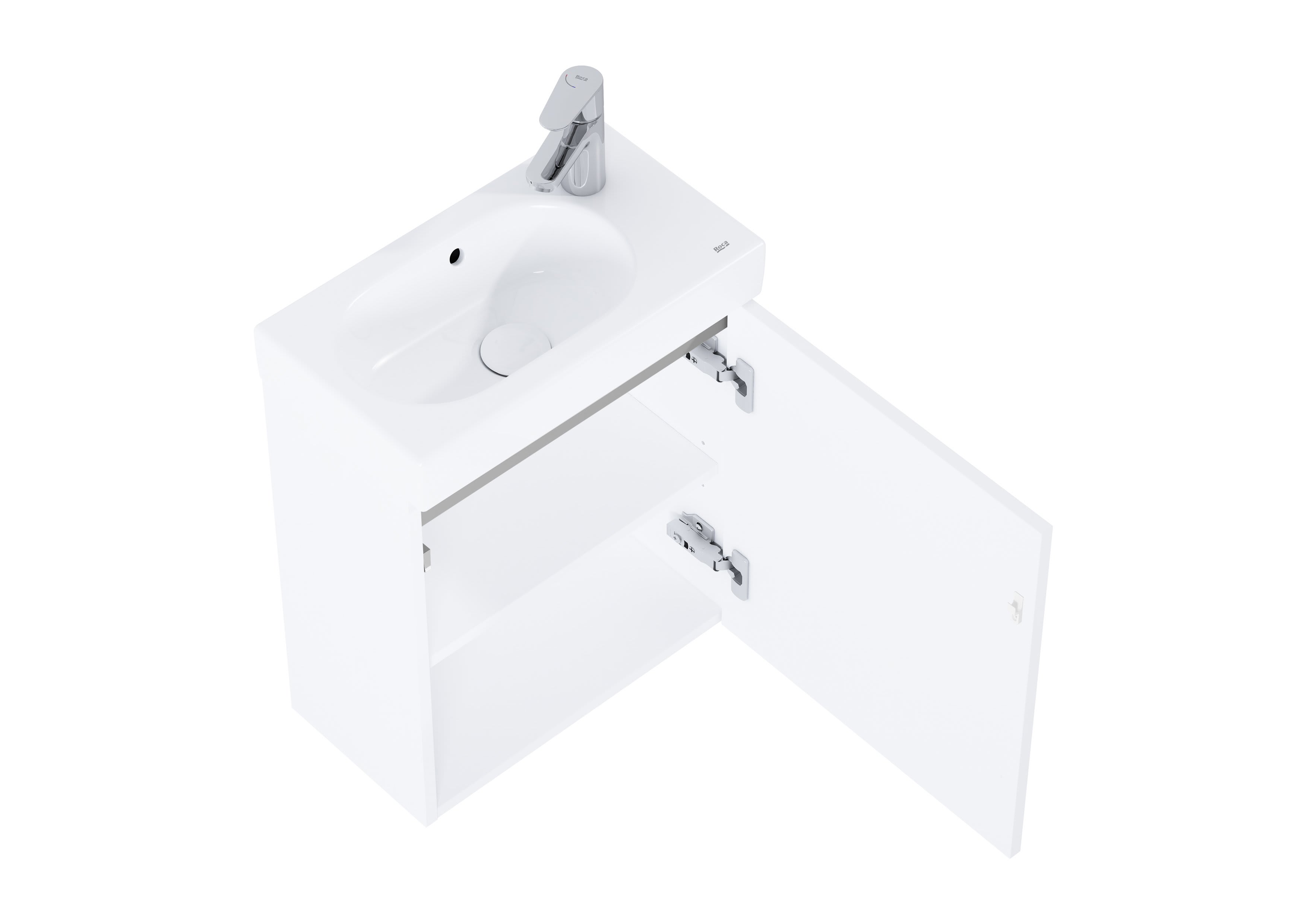 Roca Dulap cu lavoar roca mini n, suspendat, 45 x 25 x 57 cm, usa, lucios, alb, a852445806