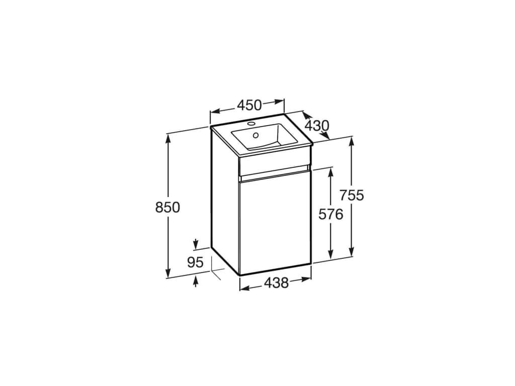 Dulap cu Roca A852501806, lavoar N-Cube, montaj pe perete, lavoar incl