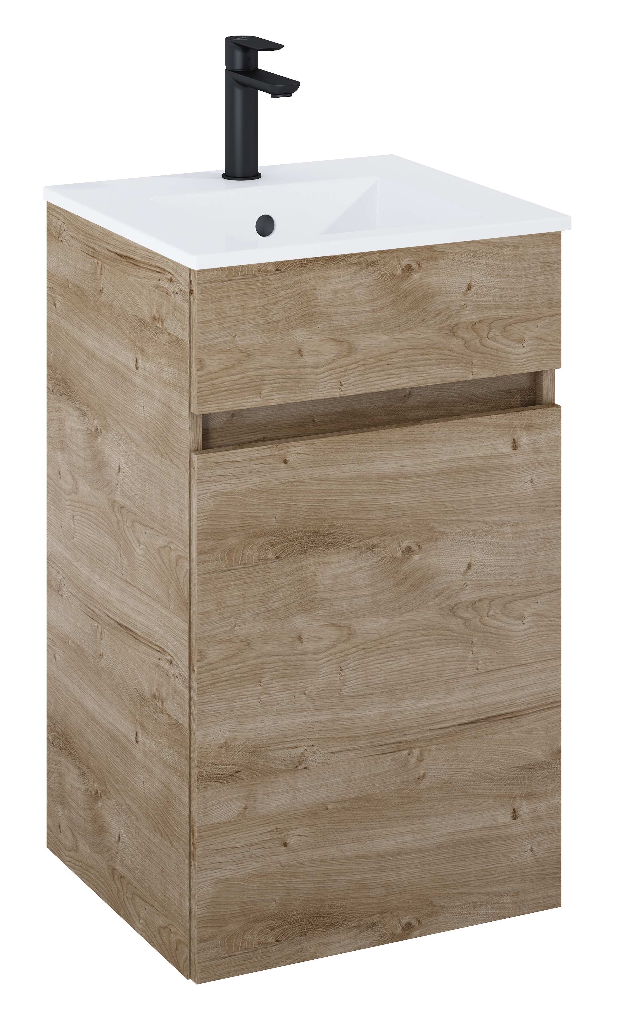 Roca Dulap cu lavoar roca n-cube, suspendat, 45 x 43 x 75 cm, usa, mat, maro stejar, a852501808