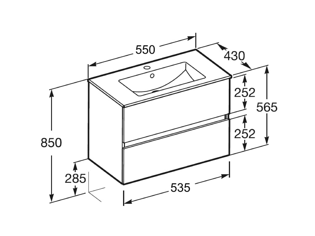 Dulap cu Roca A852503808, lavoar N-Cube, montaj pe perete, lavoar incl