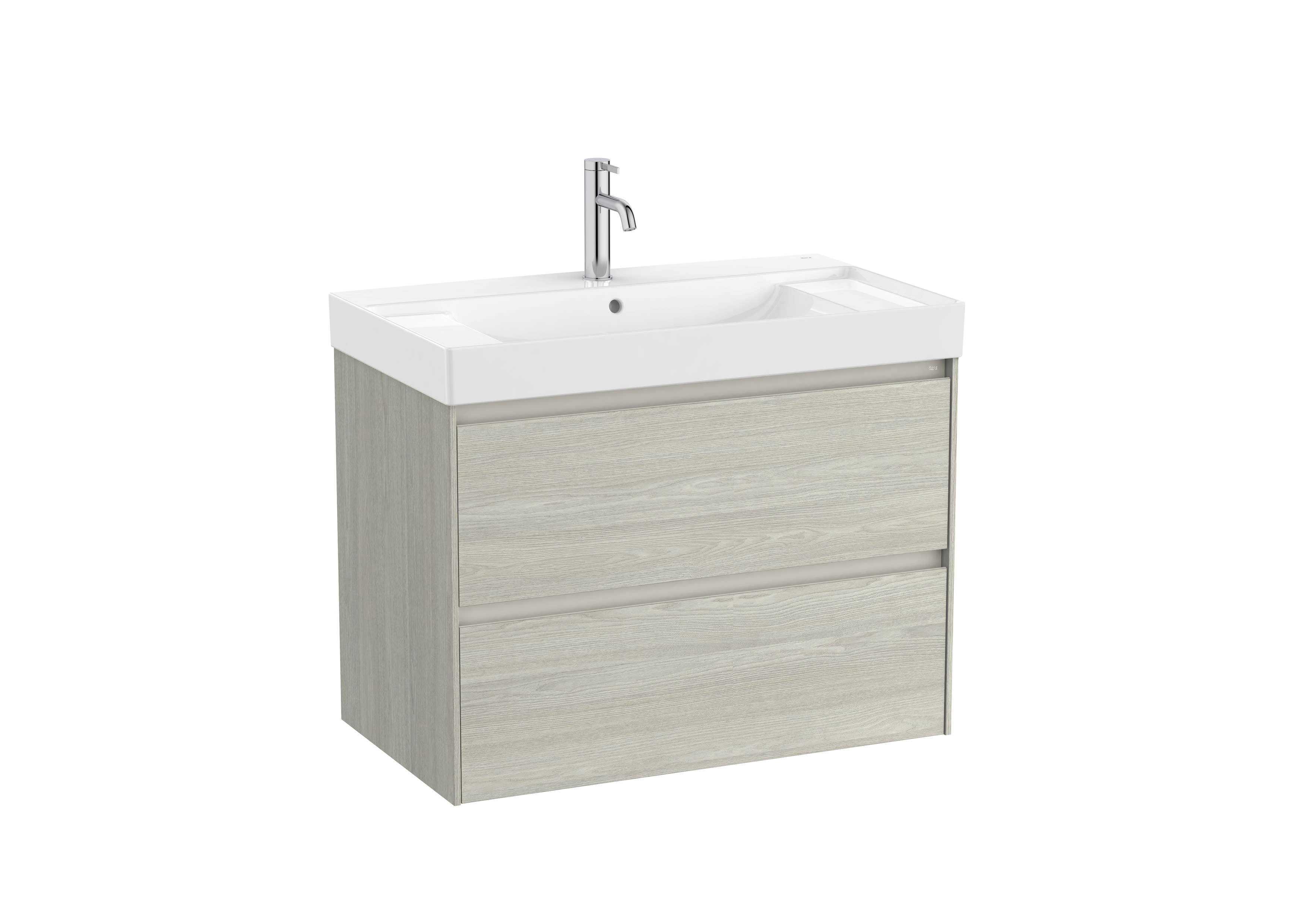 Roca Dulap cu lavoar roca ona, suspendat, 80 x 46 x 64 cm, sertare, mat, gri stejar, a851691512