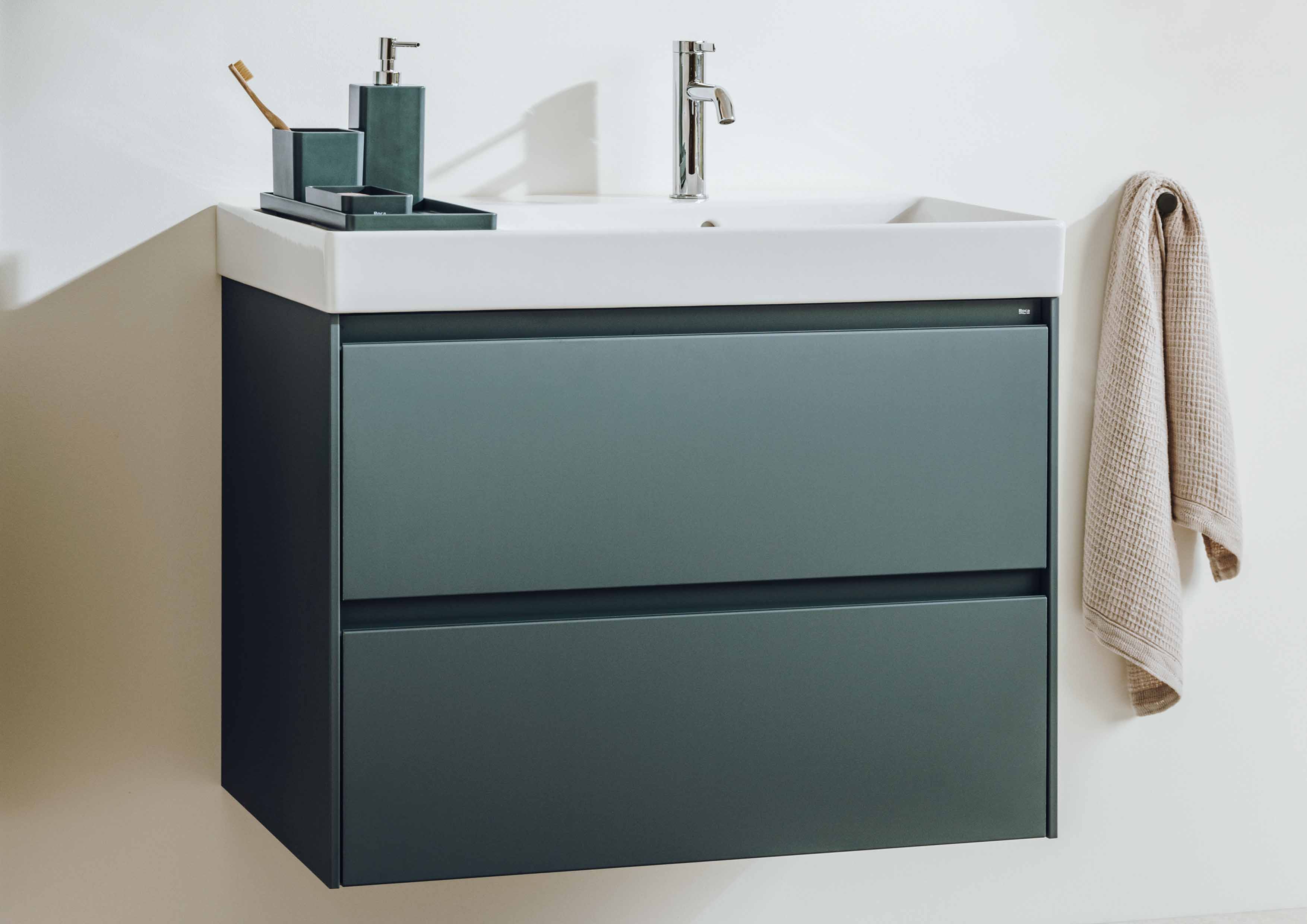 Roca Dulap cu lavoar roca ona, suspendat, 80 x 46 x 64 cm, sertare, mat, verde, a851690513